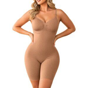 Body Faja Seamfree SMI7153 con Tirantes Ajustables y Media Pierna + Tanga NEW!